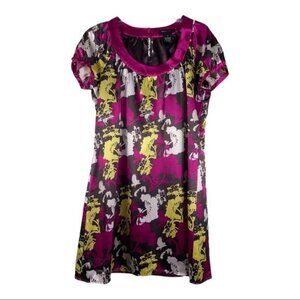 BCBG MaxAzria Floral Colorful Pullover Dress Scoop Neck Size Small Y2K